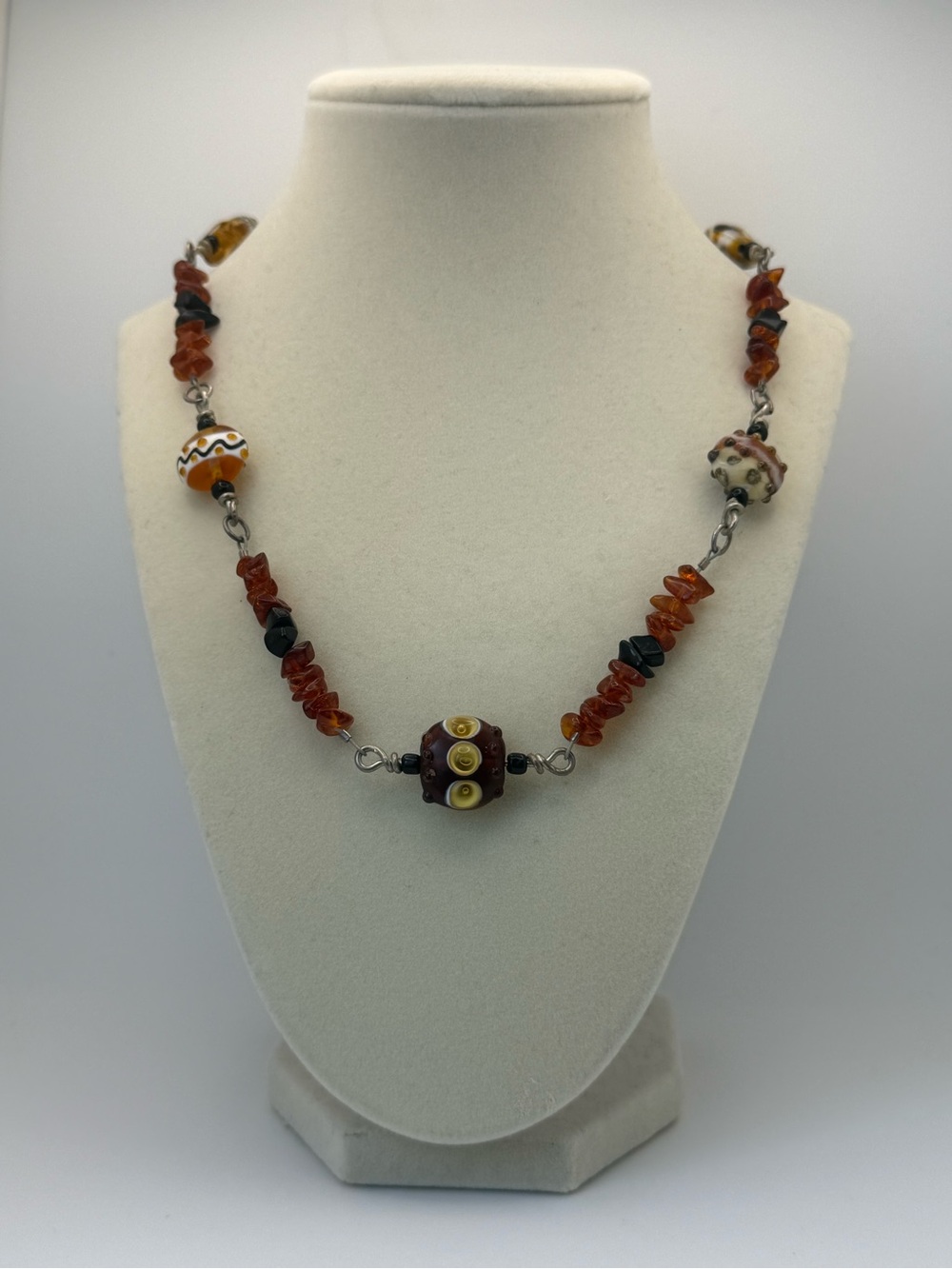 Amber-Tone Beaded Women’s Necklace - Handcrafted Style